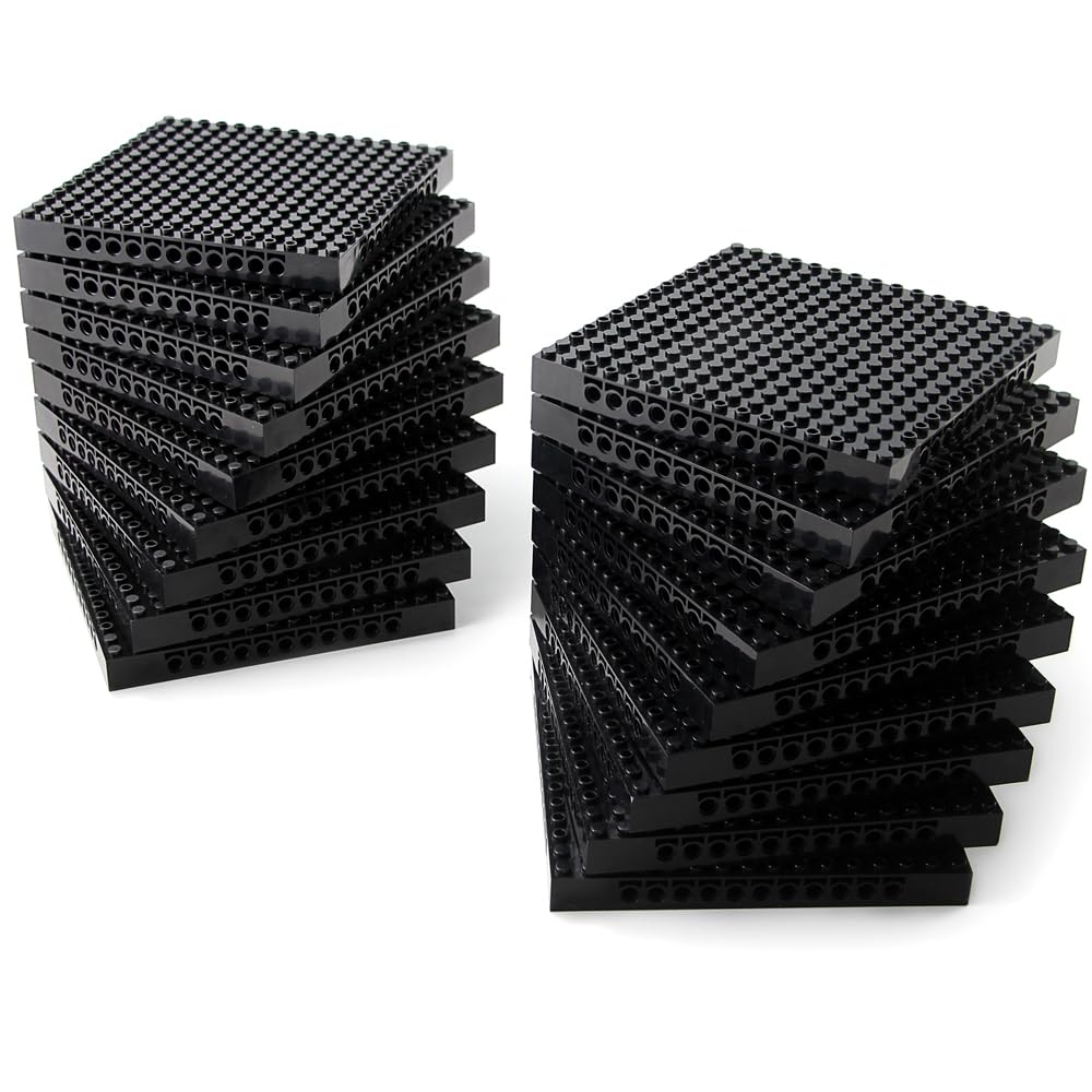 Feleph 18pcs 5-inch Base Brick – 16x16 Black Plate with Holes & Pins for Pixel Art