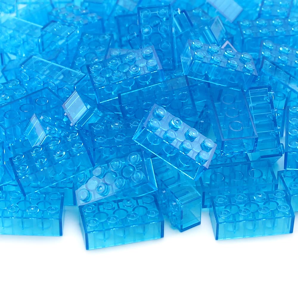 Feleph 320-Piece Transparent Medium Blue 2x4 Bricks – Compatible with 3001 Major Brands