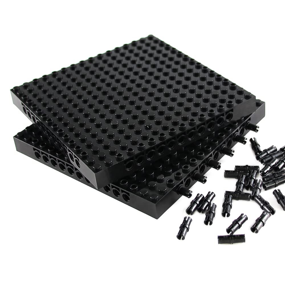 Feleph 18pcs 5-inch Base Brick – 16x16 Black Plate with Holes & Pins for Pixel Art