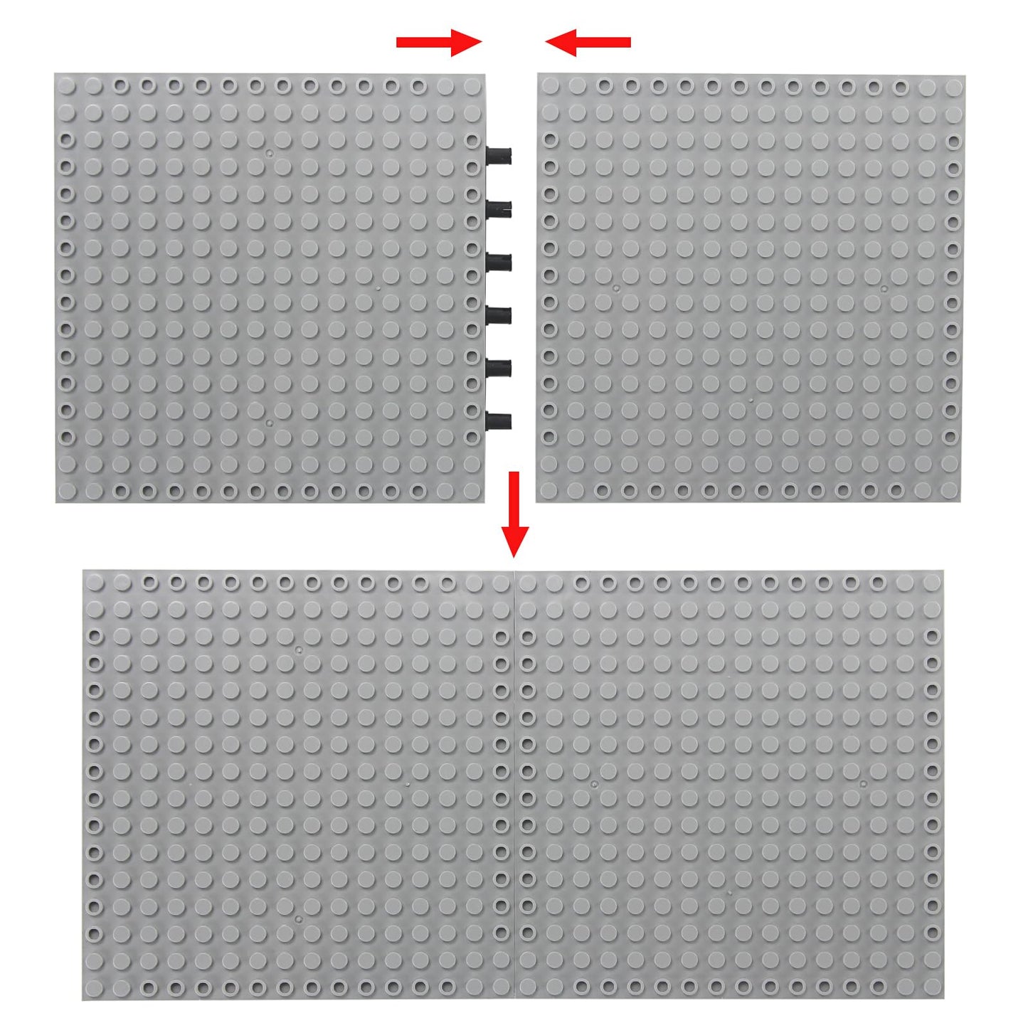 Feleph 5-Inch Base Brick 16x16 Light Bluish Gray – 18-Piece Plate with Holes and Pins, Compatible with 65803/3673