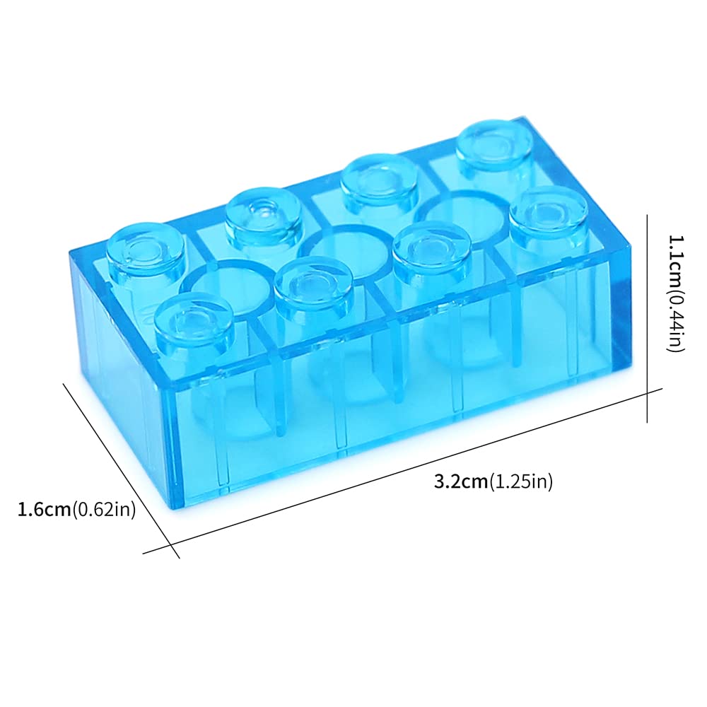 Feleph 320-Piece Transparent Medium Blue 2x4 Bricks – Compatible with 3001 Major Brands