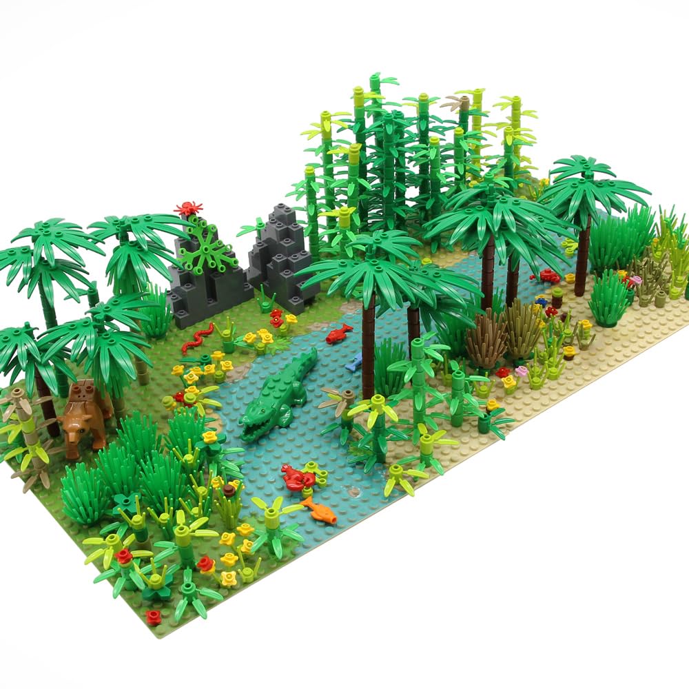 Feleph Rainforest Jungle Building Blocks Kit – 582 Pieces, 2 Base Plates, Compatible with Major Brands