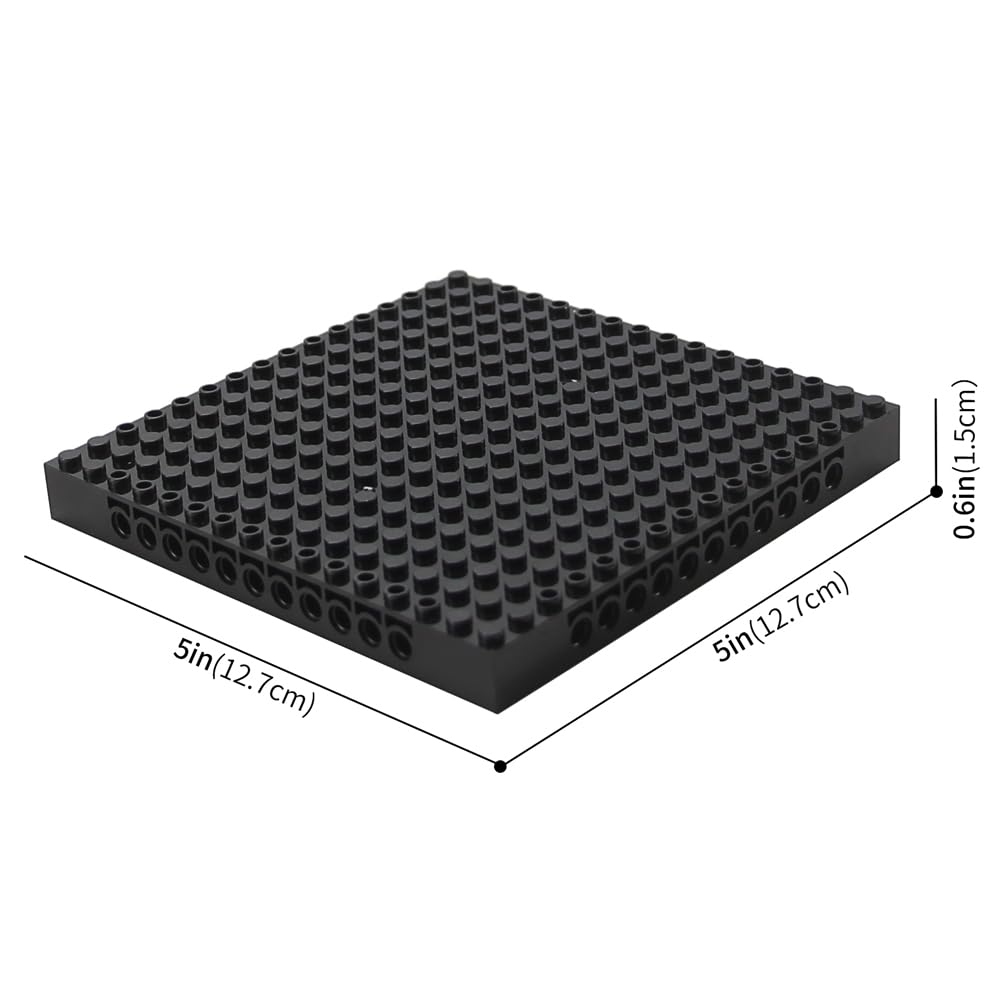 Feleph 18pcs 5-inch Base Brick – 16x16 Black Plate with Holes & Pins for Pixel Art