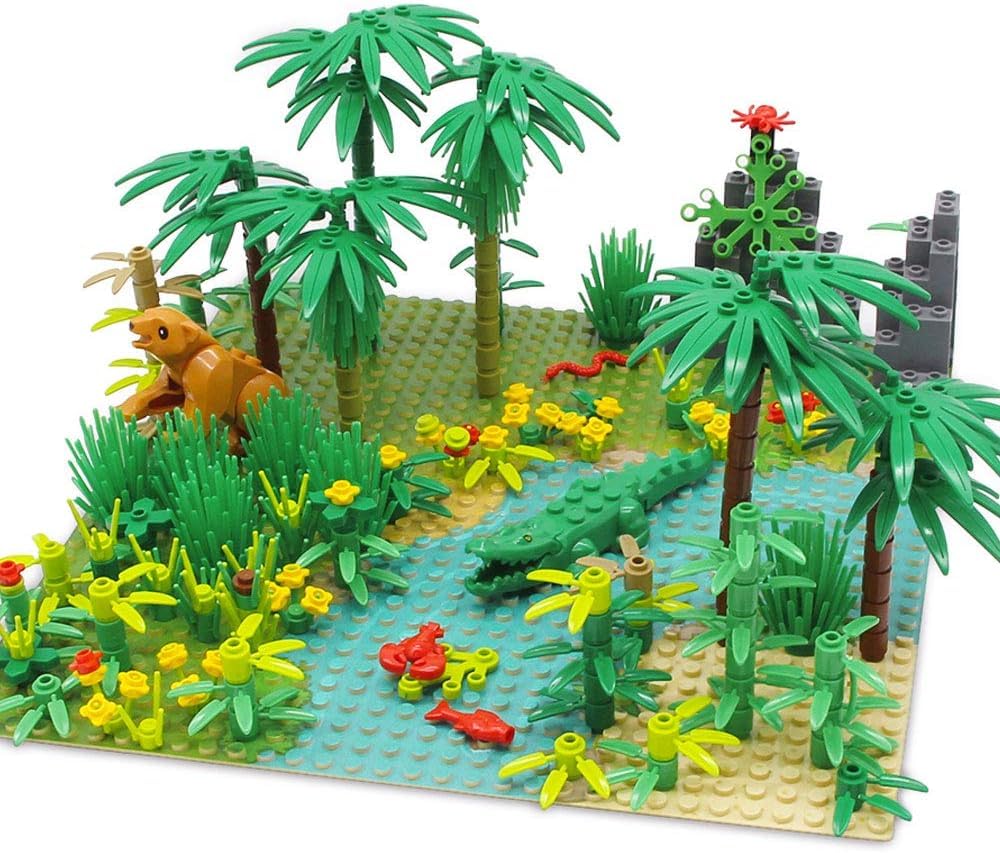 Feleph Rainforest Jungle Building Blocks Kit – 582 Pieces, 2 Base Plates, Compatible with Major Brands