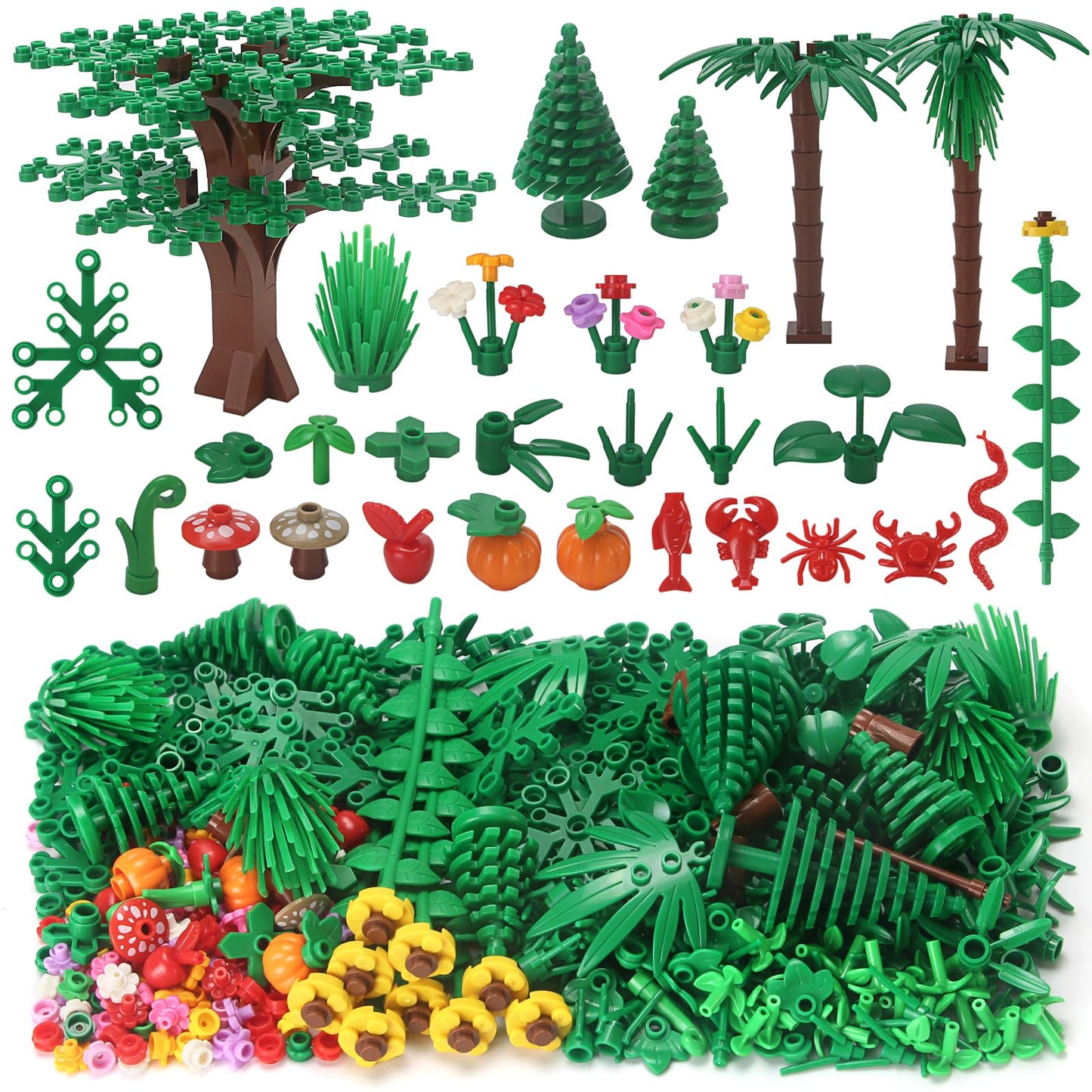 Feleph Garden Plants Building Bricks — Creative Nature-Themed Blocks for Jungle & Park Decor