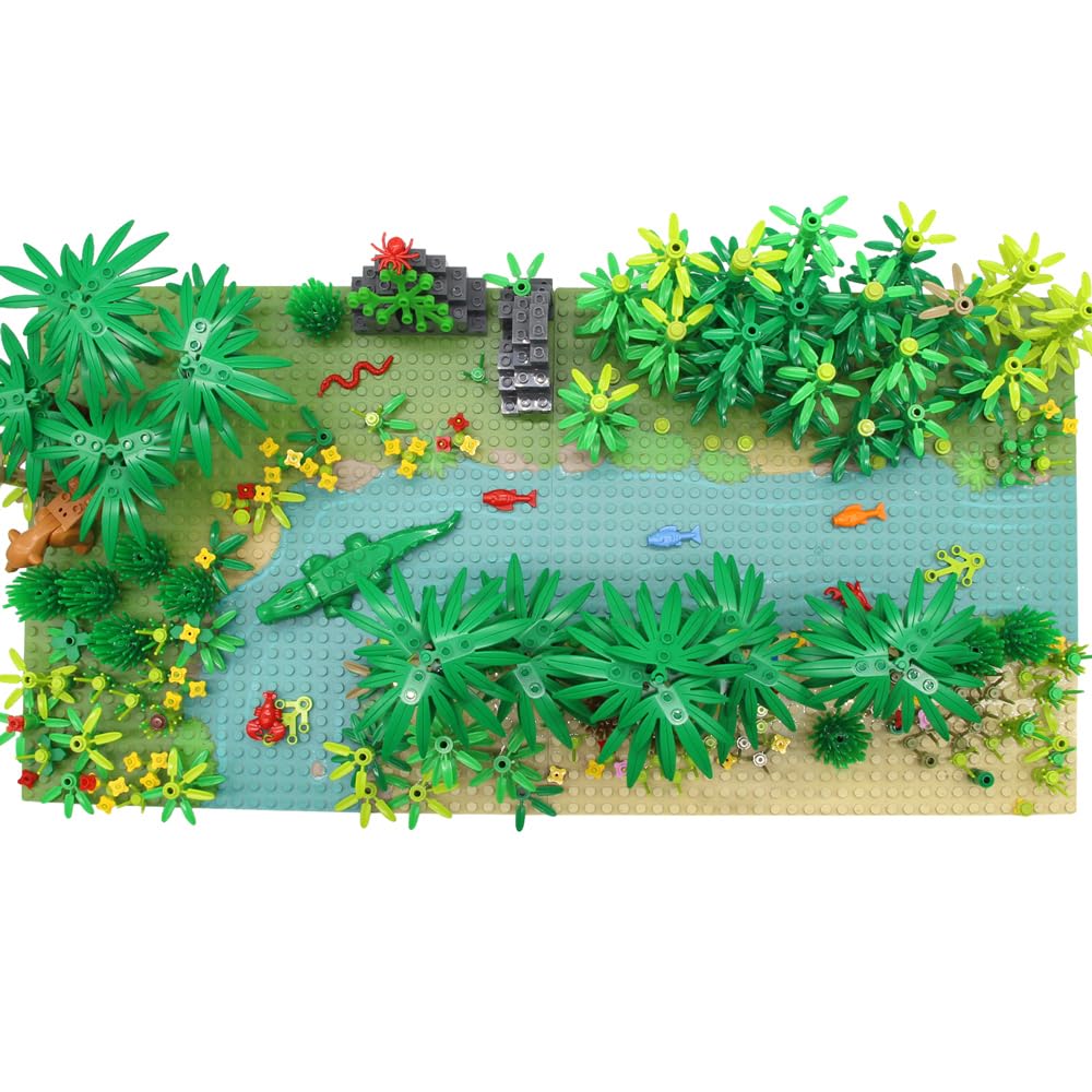 Feleph Rainforest Jungle Building Blocks Kit – 582 Pieces, 2 Base Plates, Compatible with Major Brands