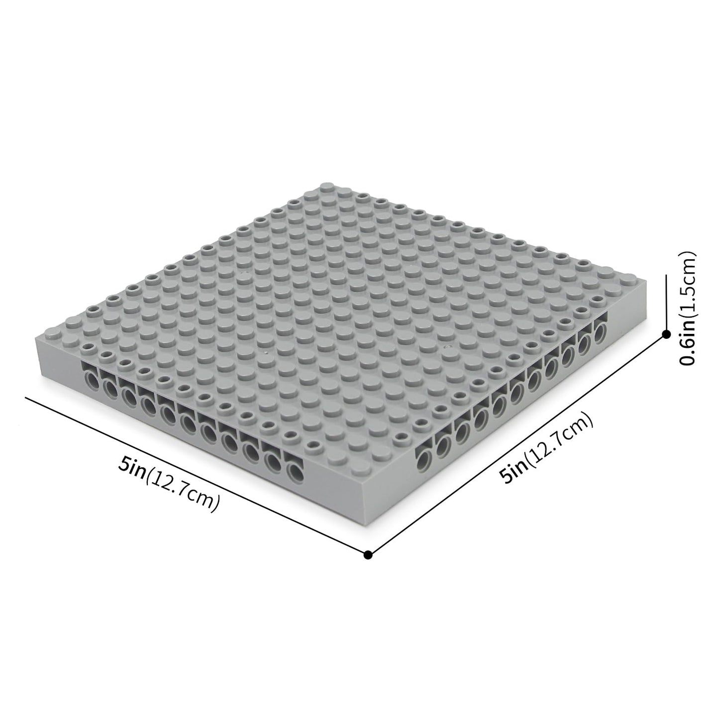 Feleph 5-Inch Base Brick 16x16 Light Bluish Gray – 18-Piece Plate with Holes and Pins, Compatible with 65803/3673