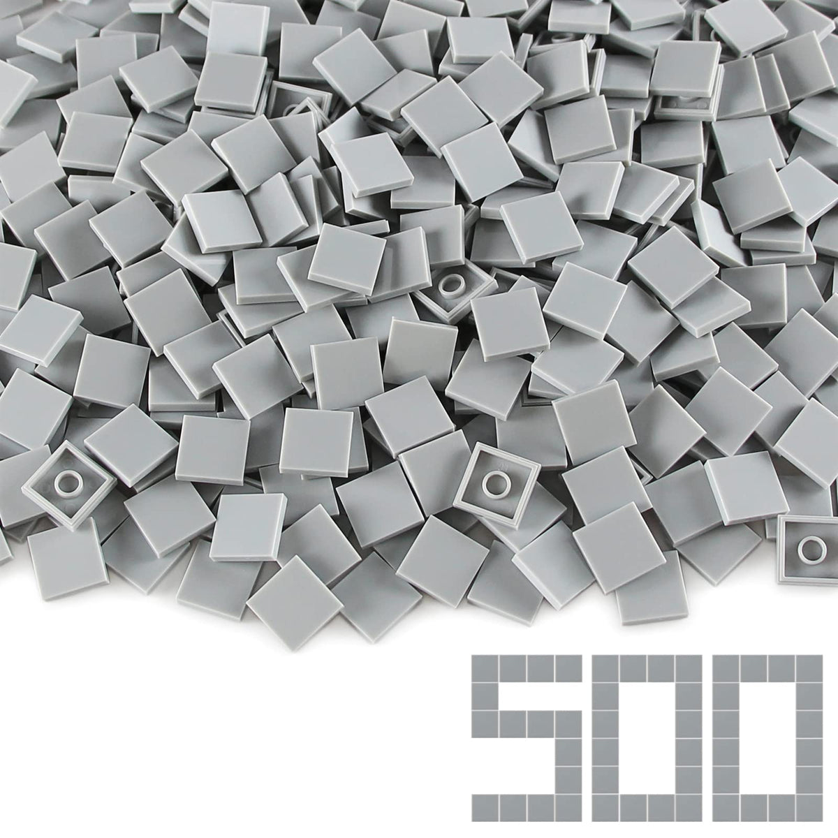 Feleph Light Bluish Gray 2x2 Tiles – 500-Piece Flat Tile Set