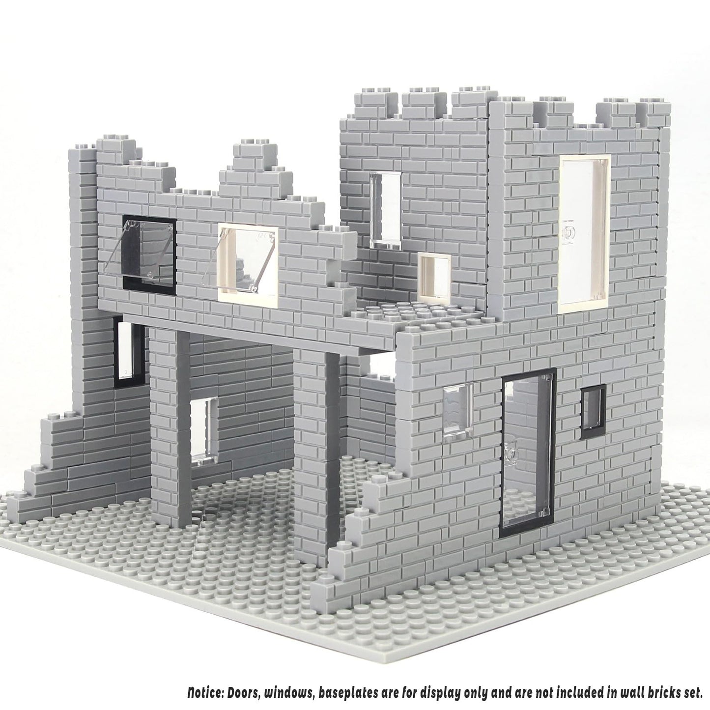 Feleph Masonry Bricks Set – 450 Pcs Gray, Compatible with Major Brands