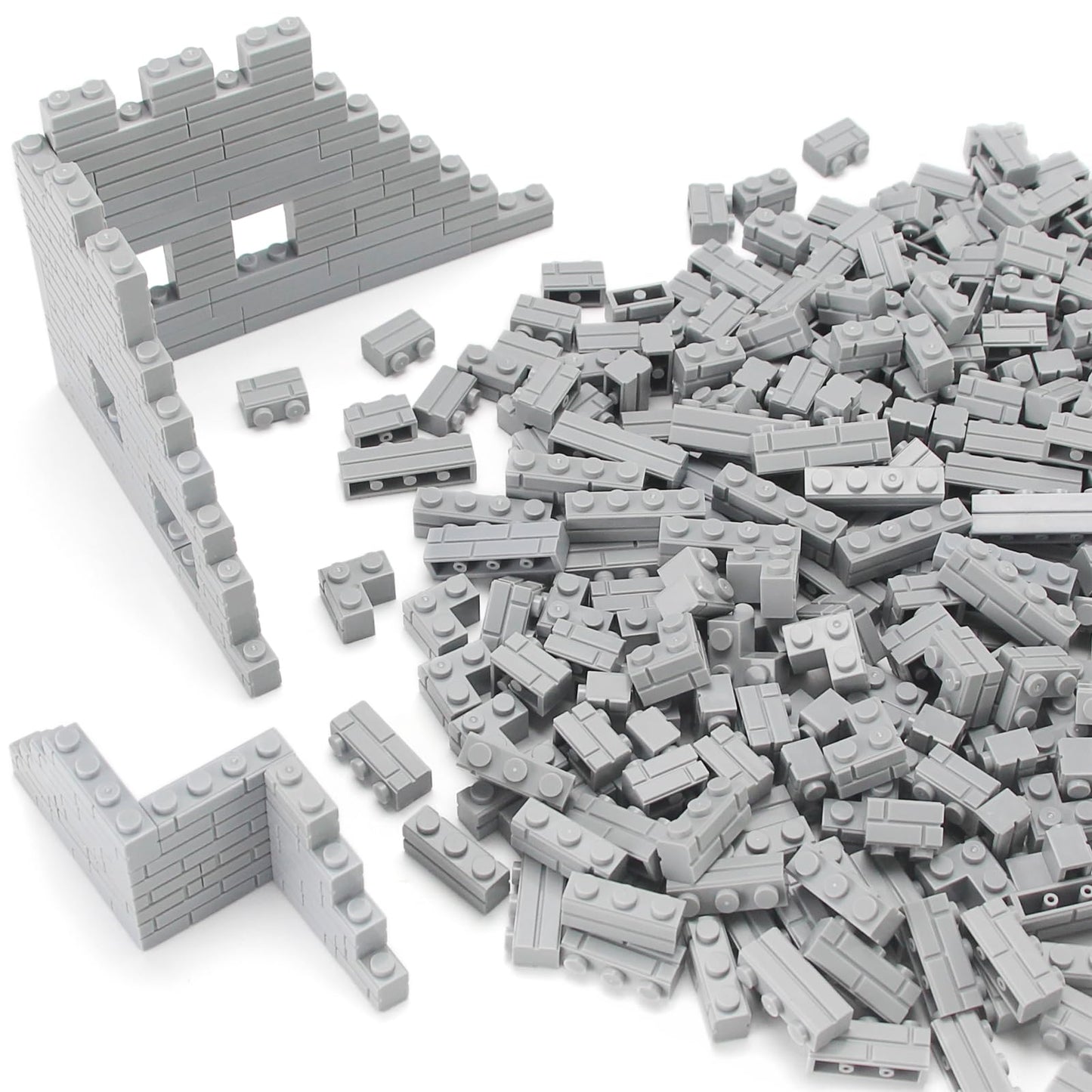 Feleph Masonry Bricks Set – 450 Pcs Gray, Compatible with Major Brands