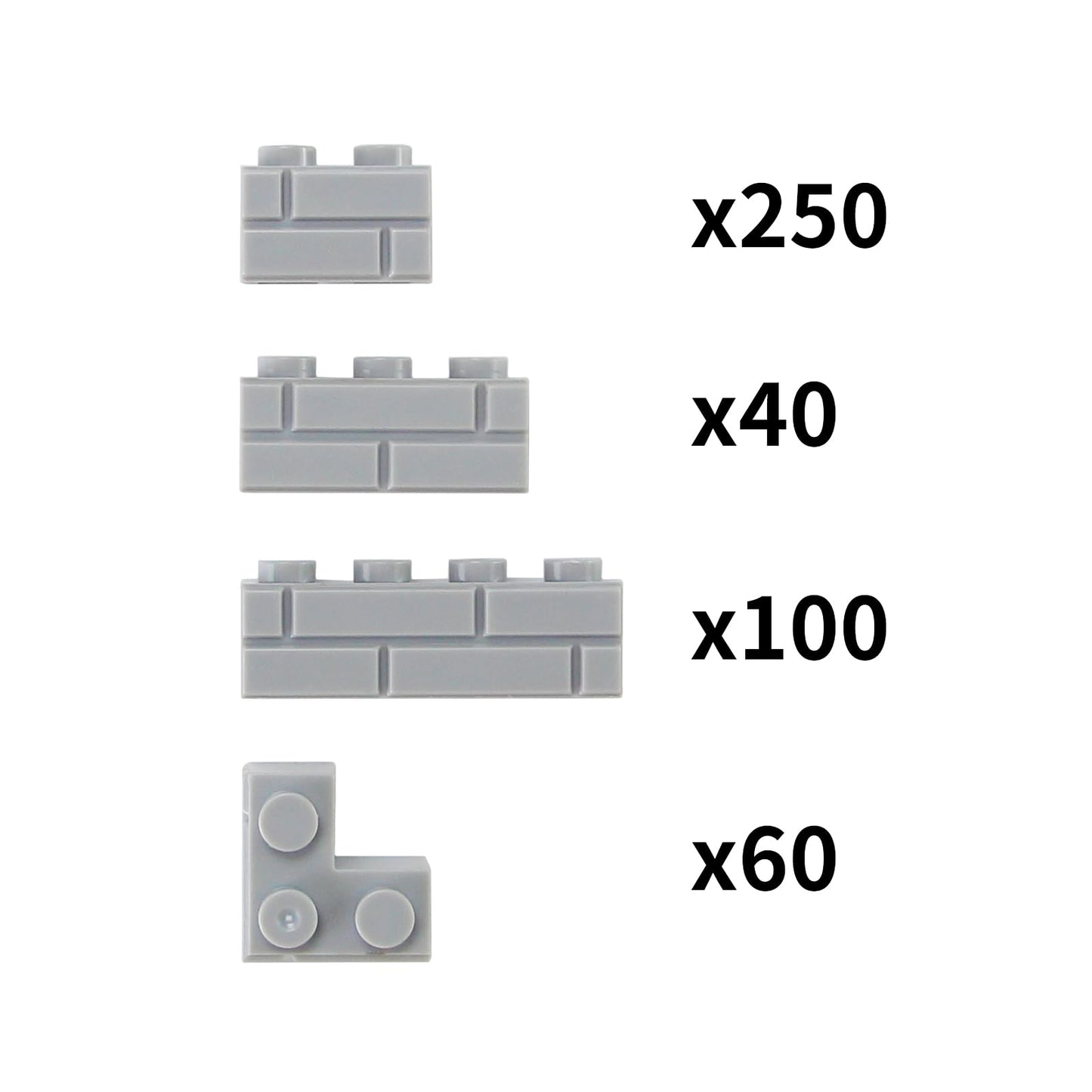 Feleph Masonry Bricks Set – 450 Pcs Gray, Compatible with Major Brands