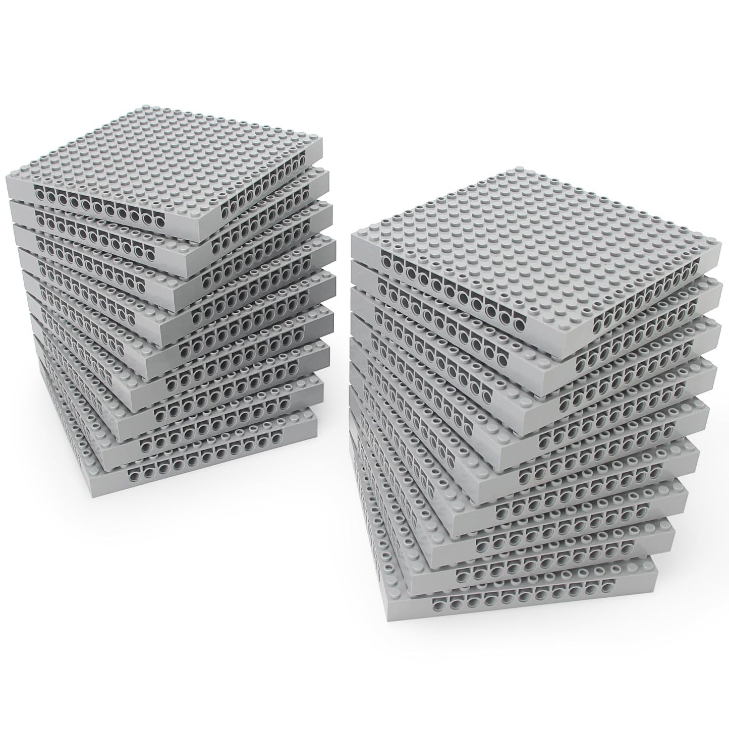 Feleph 5-Inch Base Brick 16x16 Light Bluish Gray – 18-Piece Plate with Holes and Pins, Compatible with 65803/3673