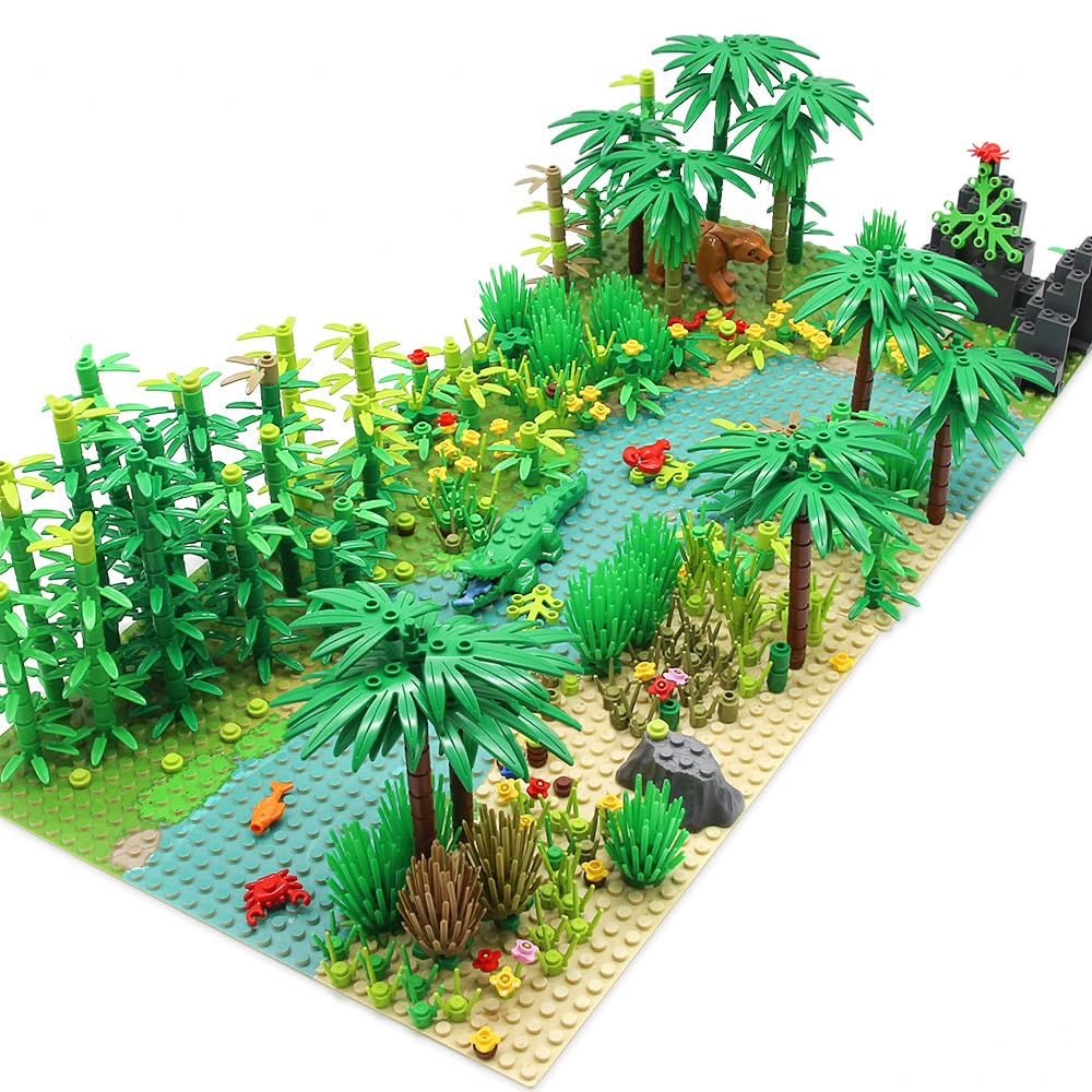 Feleph Rainforest Jungle Building Blocks Kit – 582 Pieces, 2 Base Plates, Compatible with Major Brands