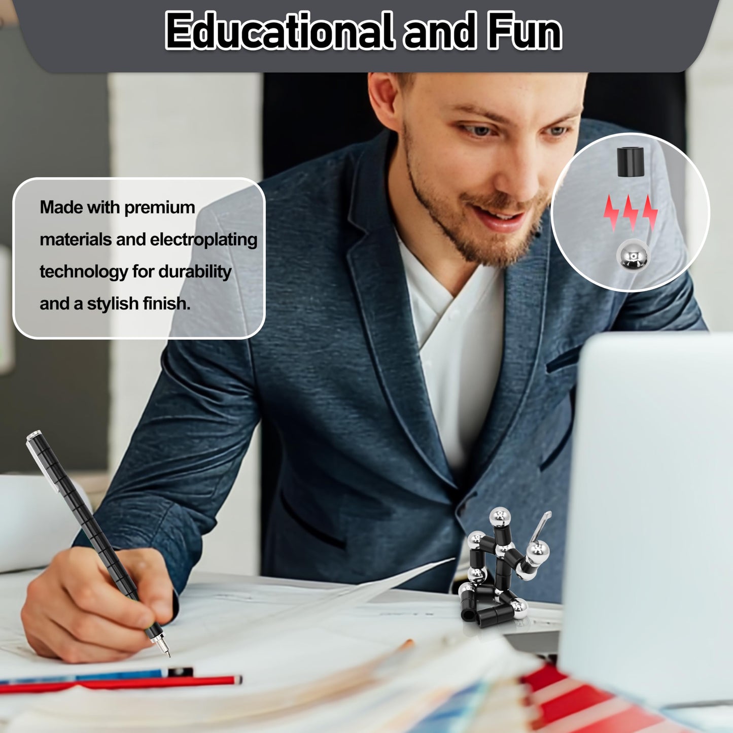 Felikray Magnetic Fidget Pen – Black Deformation Toy for Teens & Adults