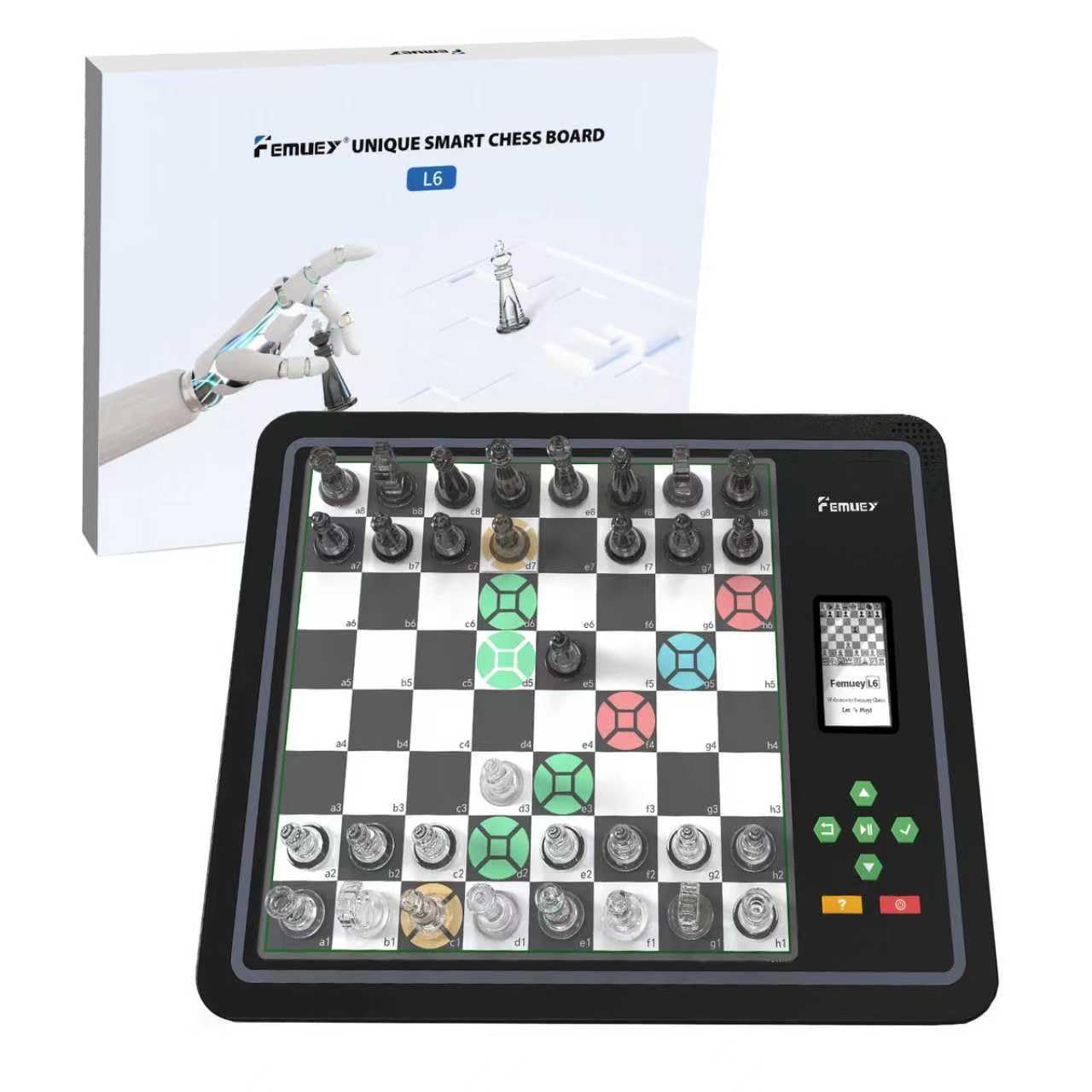 Femuey L6 Electronic Chess Set – Adaptive AI Opponent, Eye-Friendly Display, Travel-Ready