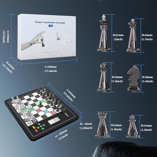 Femuey L6 Electronic Chess Set – Adaptive AI Opponent, Eye-Friendly Display, Travel-Ready