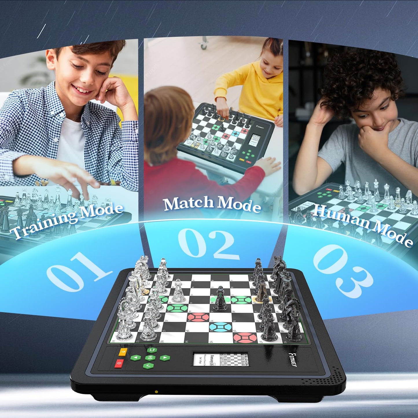 Femuey L6 Electronic Chess Set – Adaptive AI Opponent, Eye-Friendly Display, Travel-Ready