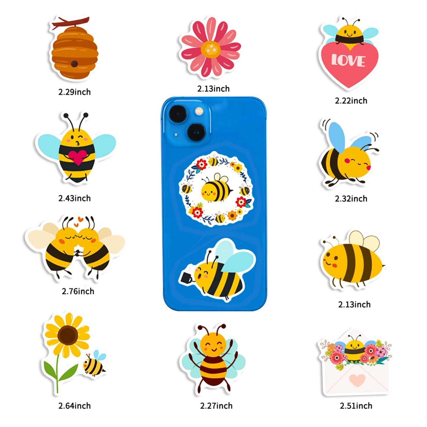 FengHiLe 100pcs Bee Theme Waterproof Vinyl Stickers – DIY Decor & Party Favors