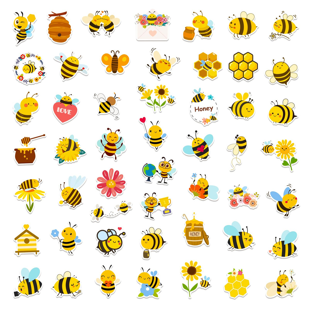 FengHiLe 100pcs Bee Theme Waterproof Vinyl Stickers – DIY Decor & Party Favors