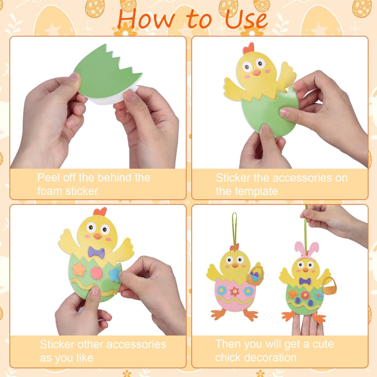 Fennoral 12 Pack Easter Chick Foam Stickers Kit – DIY Kids Craft for Preschool