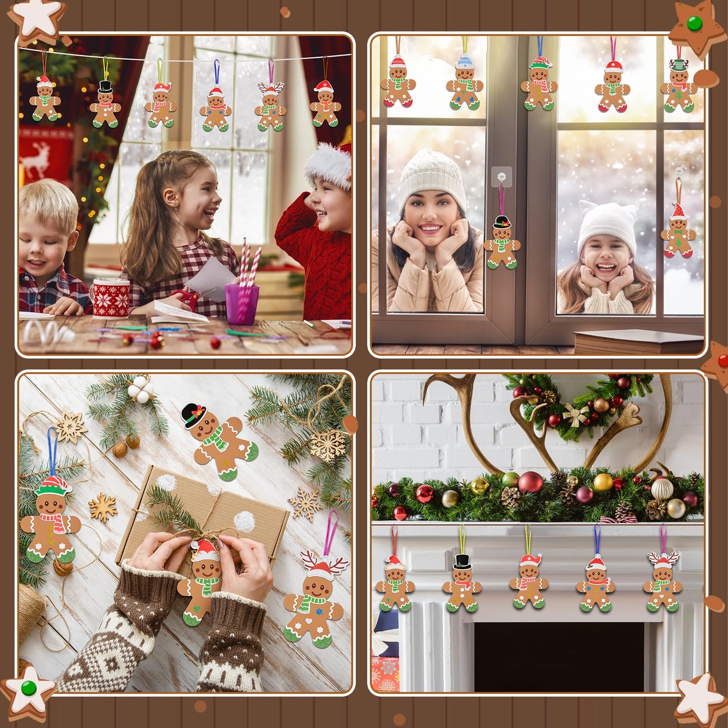 Fennoral 24 Pack Gingerbread Man Foam Stickers Craft Kit for Kids | DIY Christmas Ornaments