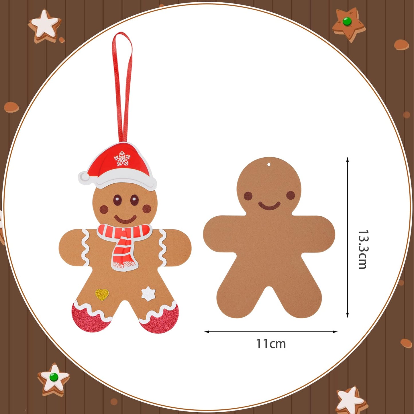 Fennoral 24 Pack Gingerbread Man Foam Stickers Craft Kit for Kids | DIY Christmas Ornaments