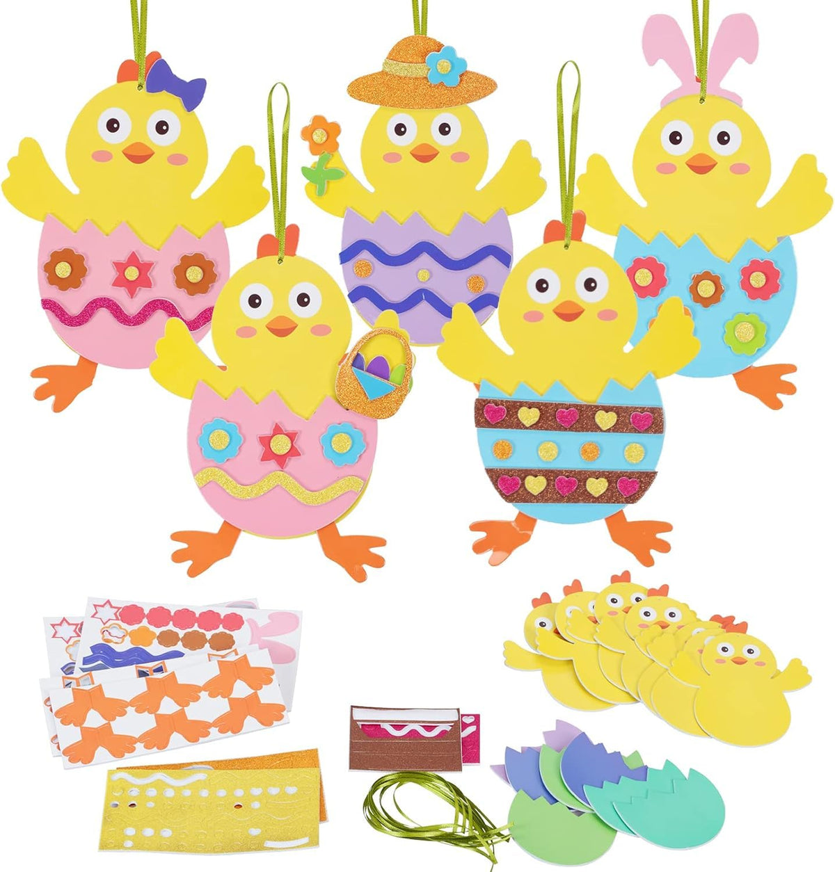 Fennoral 12 Pack Easter Chick Foam Stickers Kit – DIY Kids Craft for Preschool