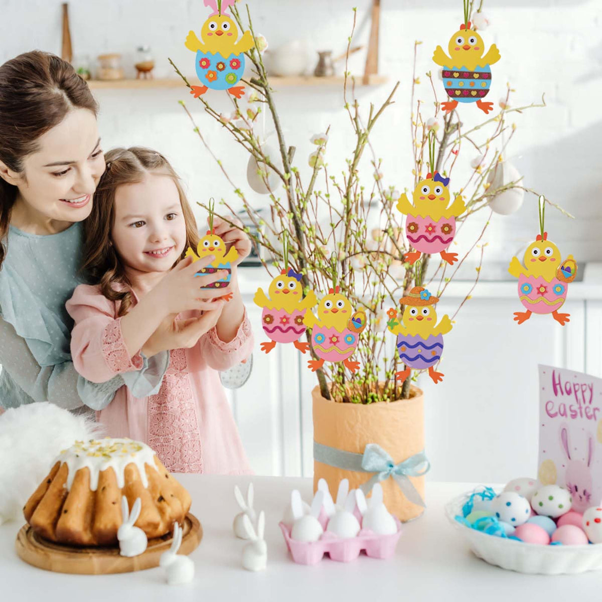Fennoral 12 Pack Easter Chick Foam Stickers Kit – DIY Kids Craft for Preschool
