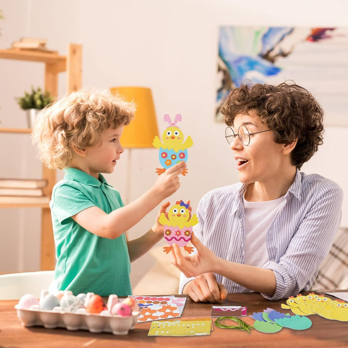 Fennoral 12 Pack Easter Chick Foam Stickers Kit – DIY Kids Craft for Preschool