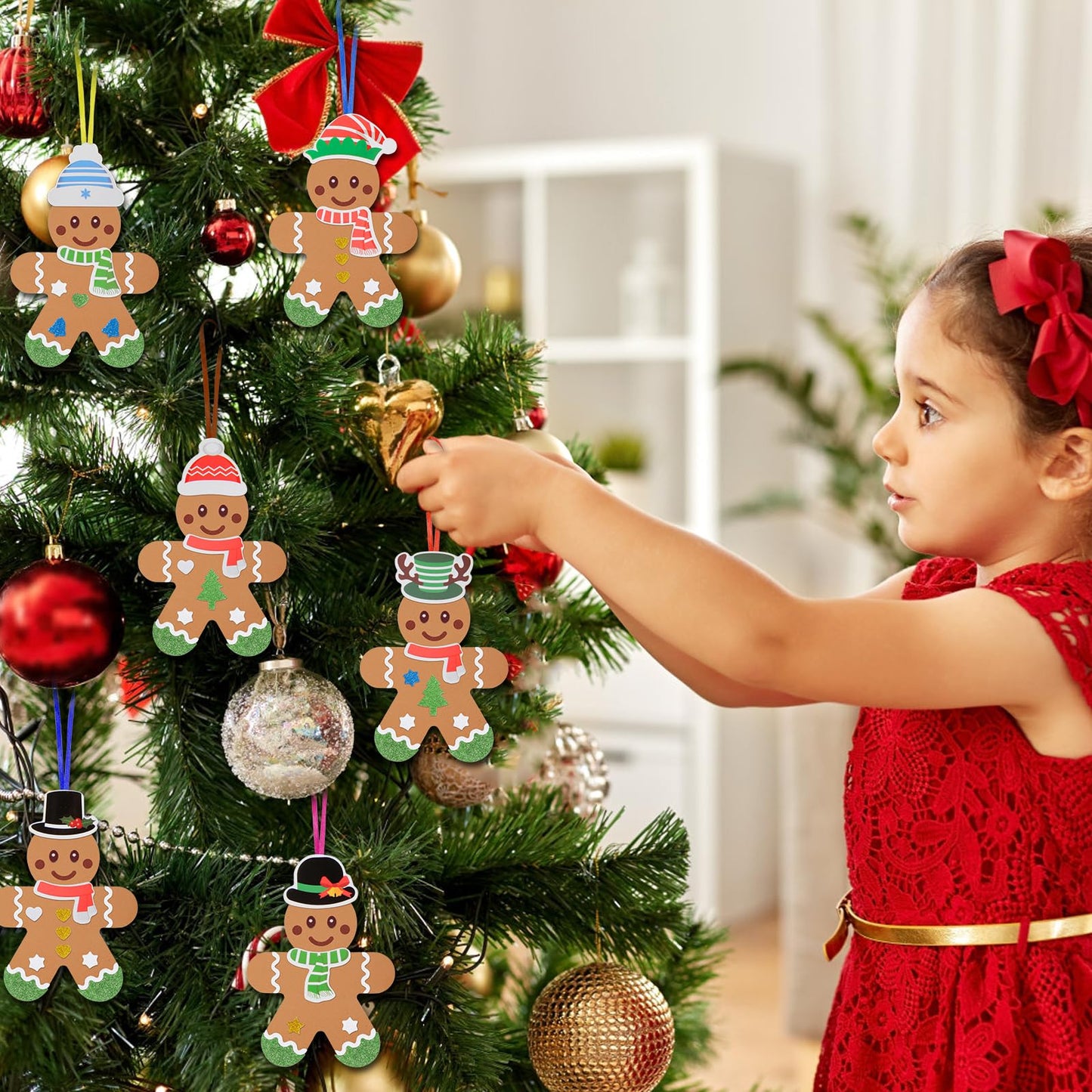 Fennoral 24 Pack Gingerbread Man Foam Stickers Craft Kit for Kids | DIY Christmas Ornaments