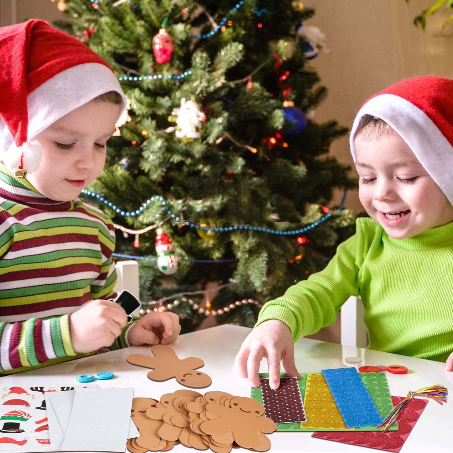 Fennoral 24 Pack Gingerbread Man Foam Stickers Craft Kit for Kids | DIY Christmas Ornaments