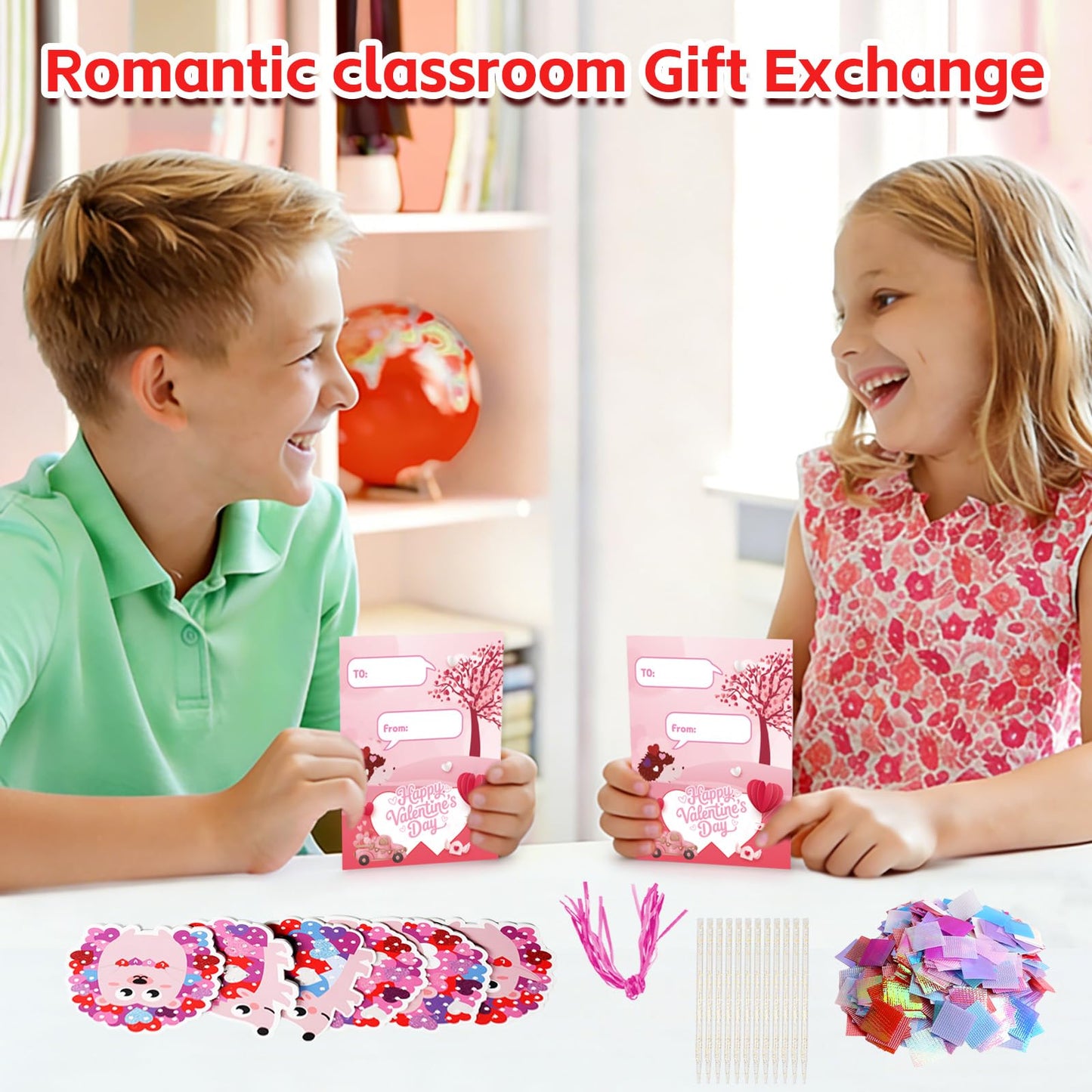 Fennoral 12 Pack Valentine Hedgehog Poke-In Craft Kits for Kids