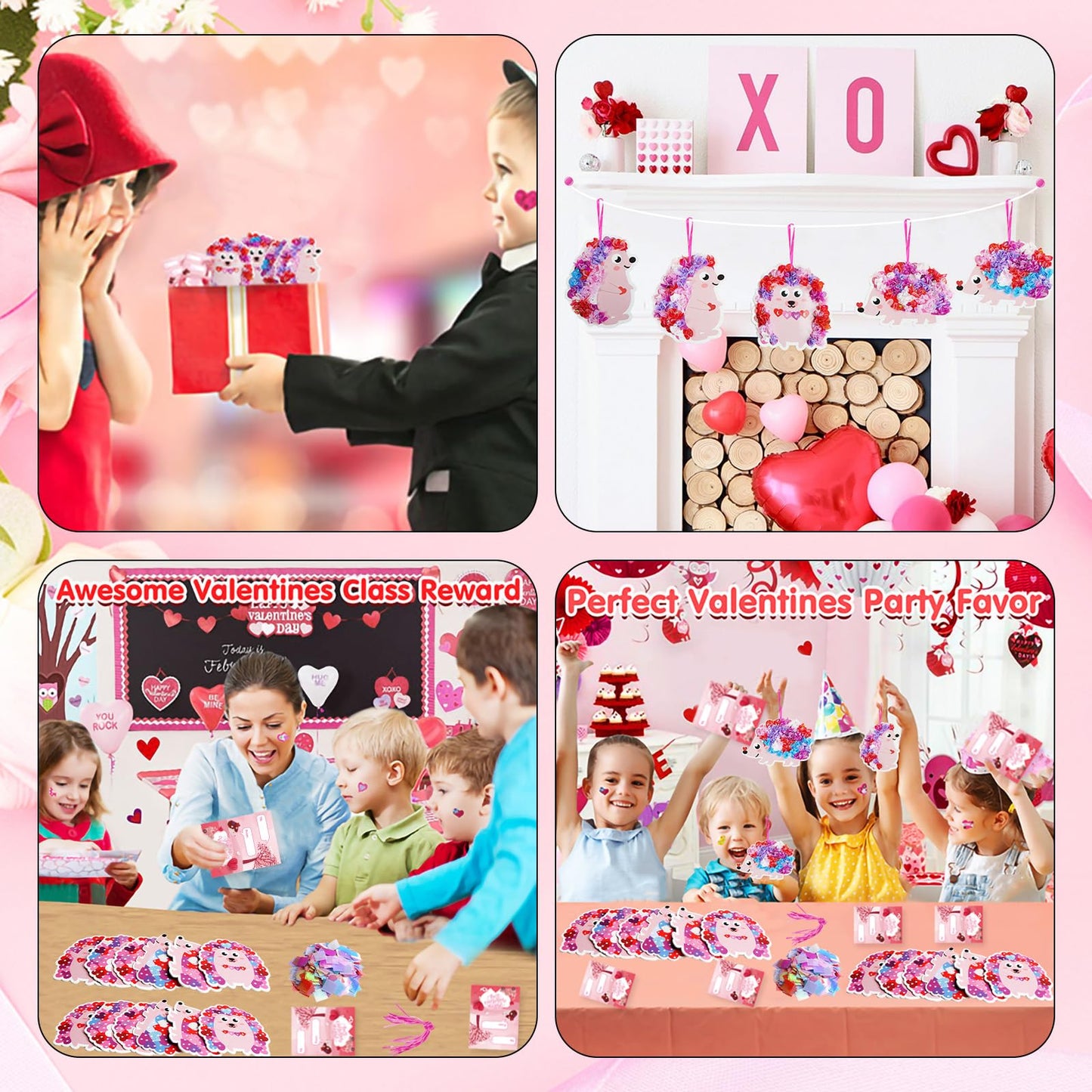 Fennoral 12 Pack Valentine Hedgehog Poke-In Craft Kits for Kids