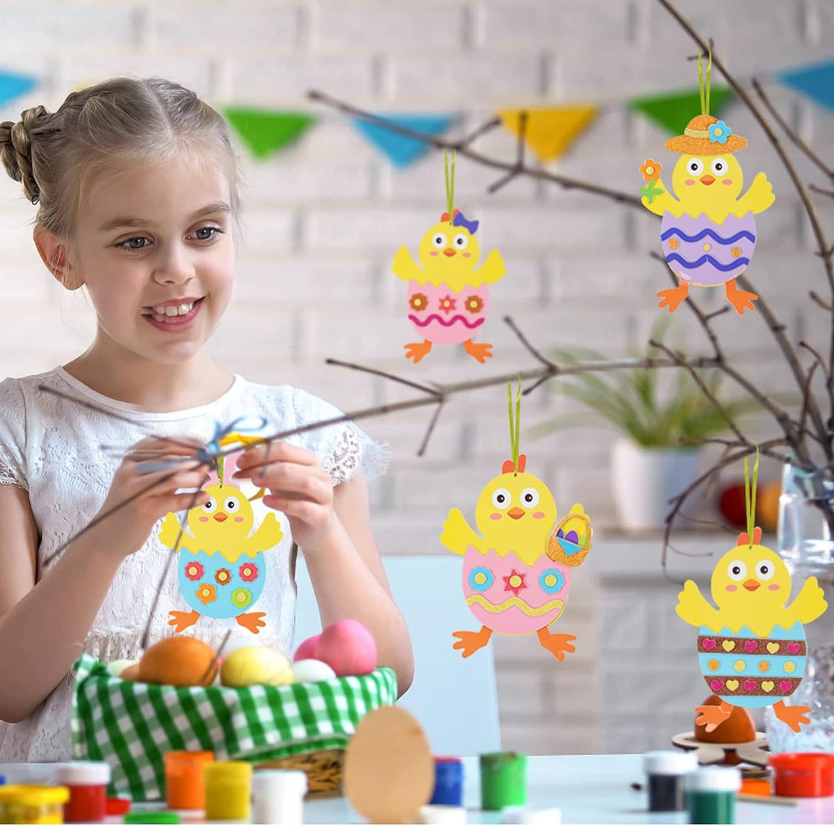 Fennoral 12 Pack Easter Chick Foam Stickers Kit – DIY Kids Craft for Preschool