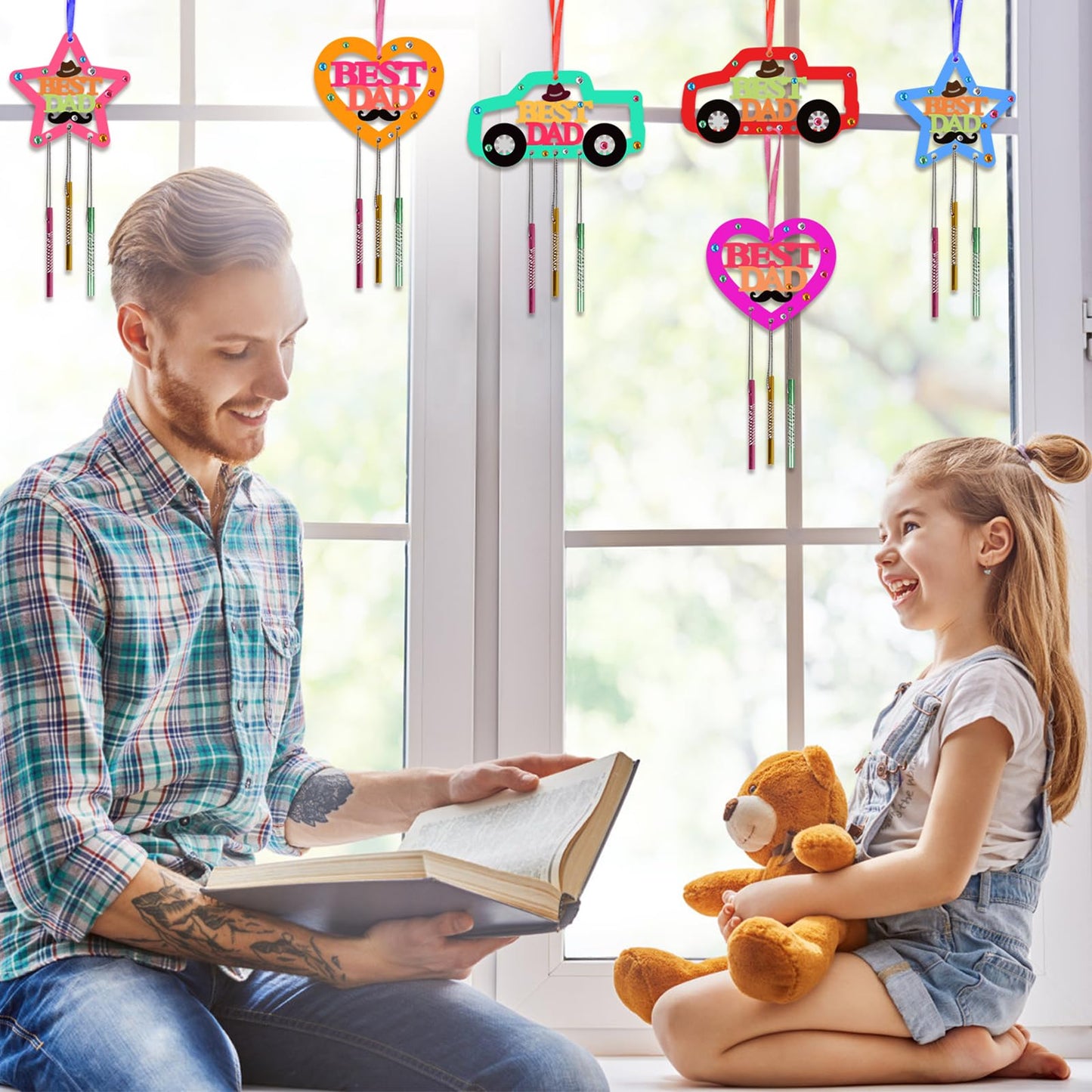 Fennoral 9 Pack Dad Wind Chime Kit – DIY Father’s Day Craft for Kids