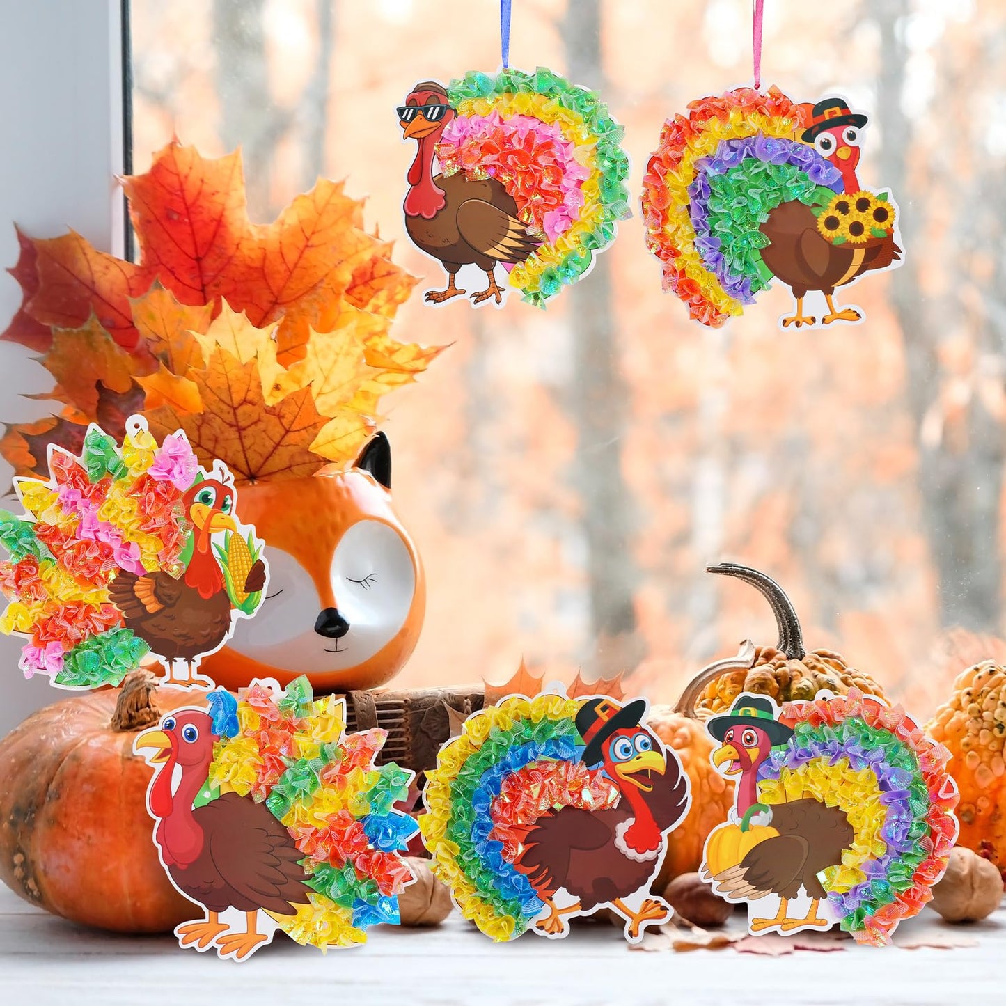 Fennoral 24-Pack Thanksgiving Turkey Crafts Kit for Kids – DIY Poke-In Art