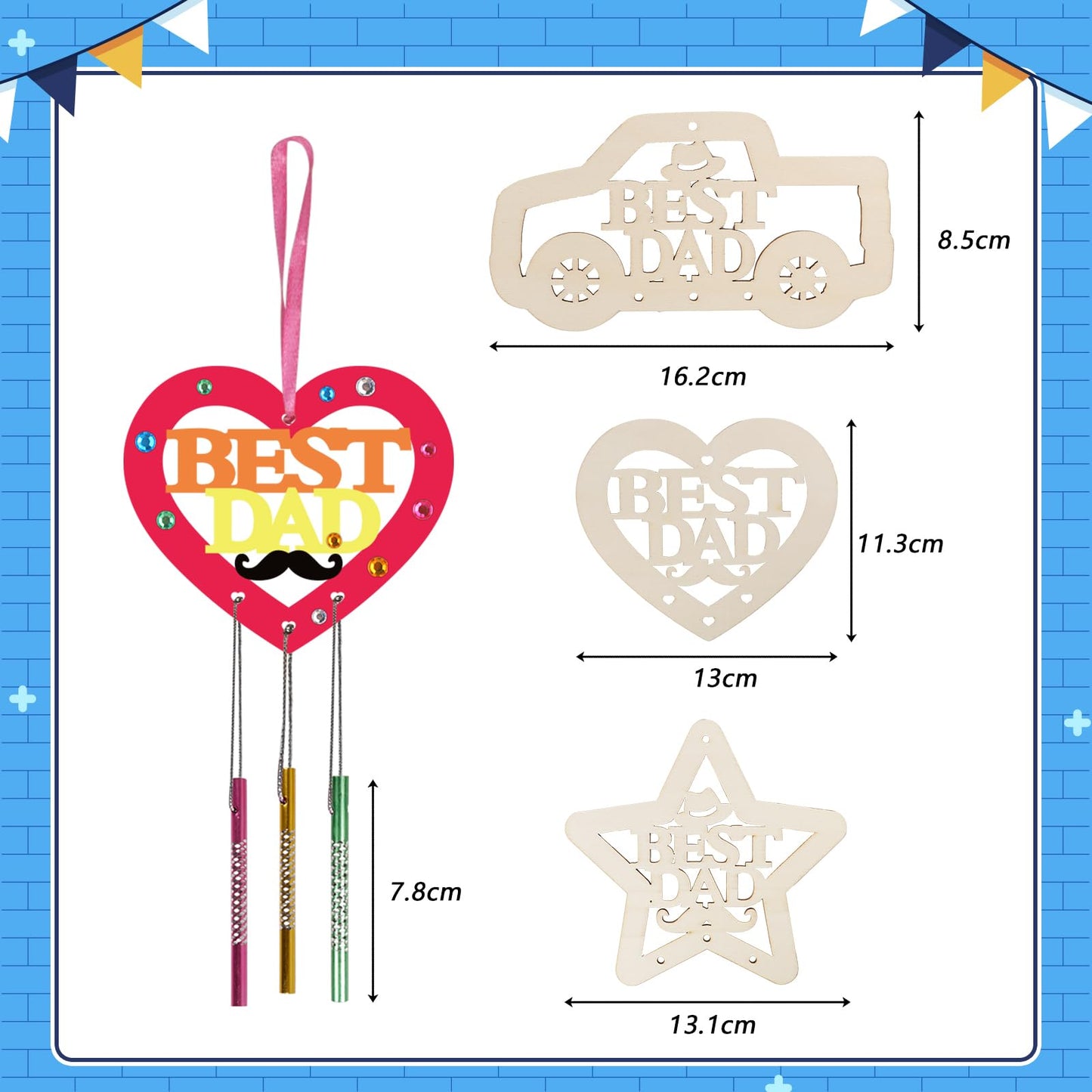 Fennoral 9 Pack Dad Wind Chime Kit – DIY Father’s Day Craft for Kids