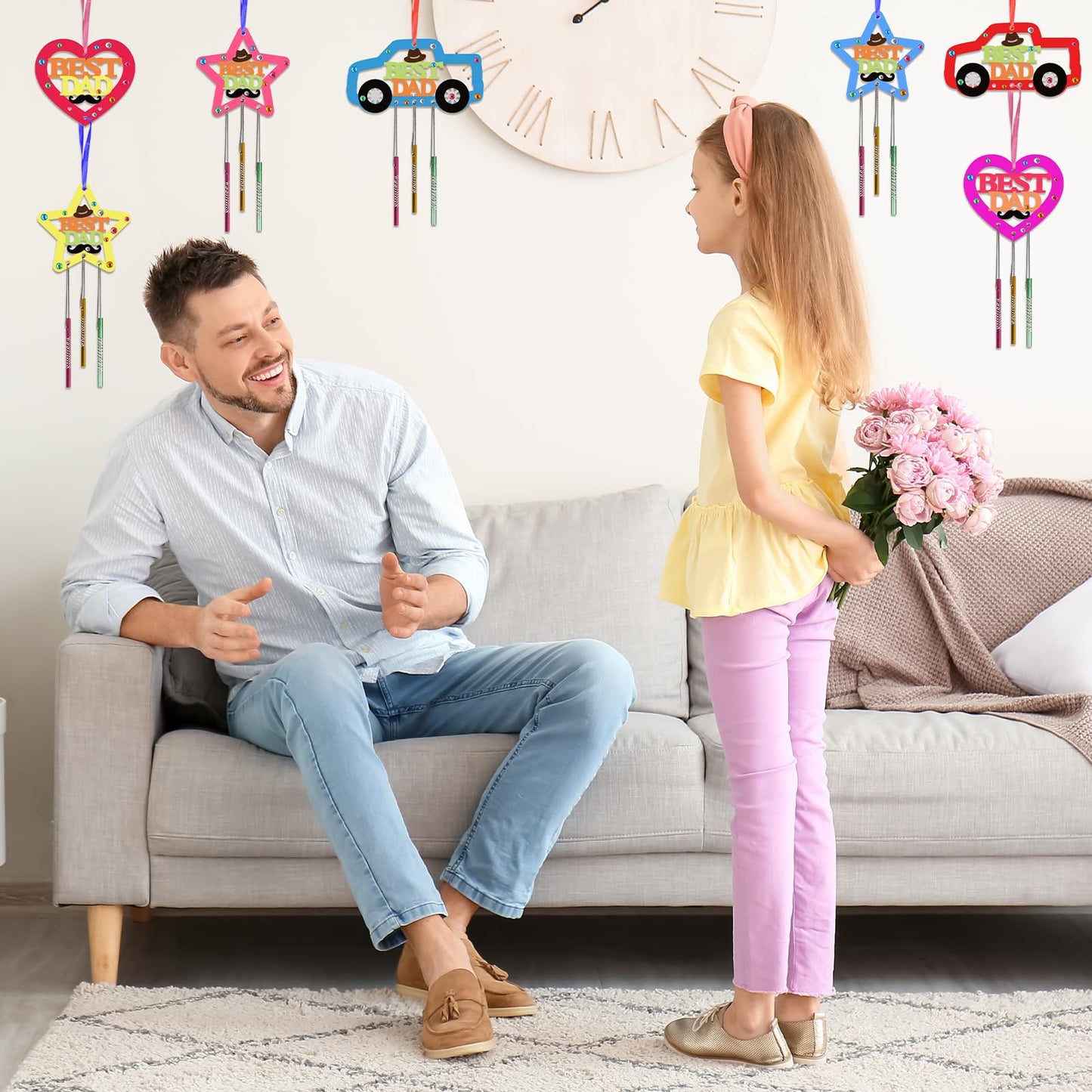 Fennoral 9 Pack Dad Wind Chime Kit – DIY Father’s Day Craft for Kids