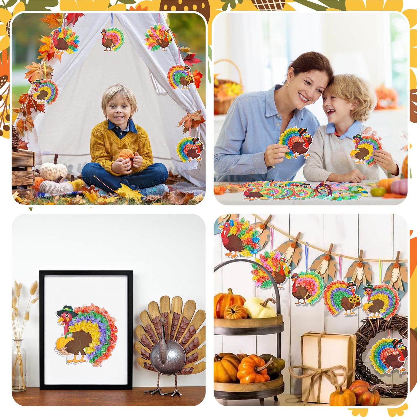 Fennoral 24-Pack Thanksgiving Turkey Crafts Kit for Kids – DIY Poke-In Art