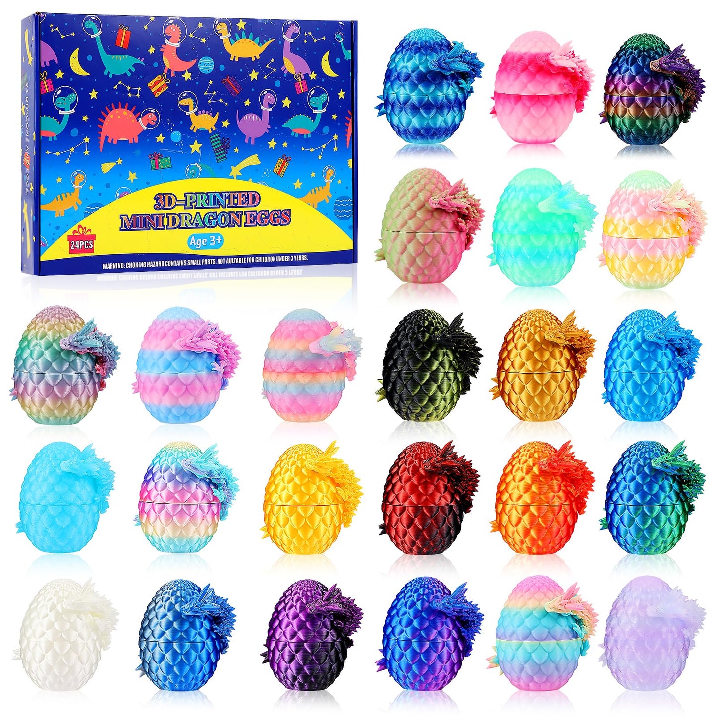 Fenoee 24-Pack 3D Printed Dragon Eggs with Dragon Inside | Daily Countdown Gifts