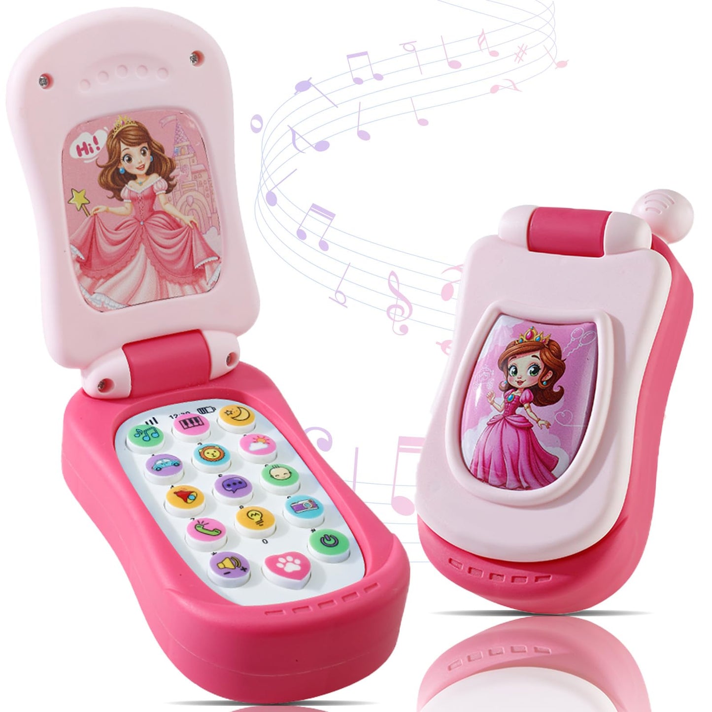 FENYAN Baby Cell Phone Toy – Flip Action Toddler Phone with Lights, Music & Early Learning (12-18 Months)