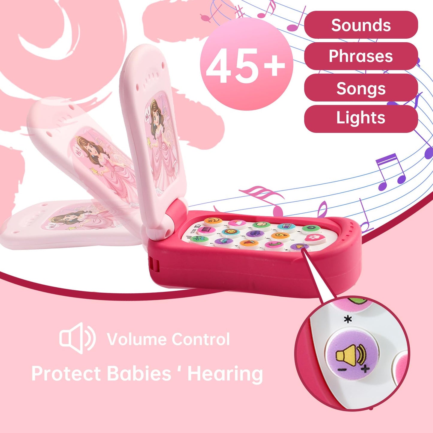 FENYAN Baby Cell Phone Toy – Flip Action Toddler Phone with Lights, Music & Early Learning (12-18 Months)