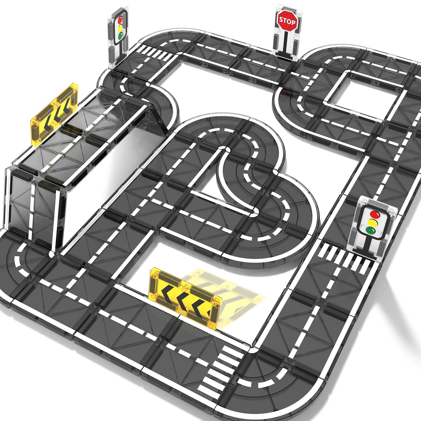 Feoxialy Magnetic Road Tiles Set – STEM & Montessori-Inspired Building Toys for Kids 3+