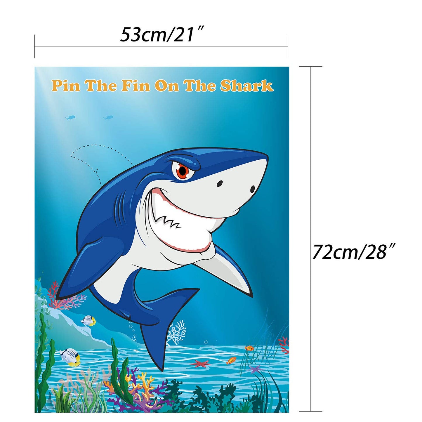 FEPITO Pin the Fin on the Shark Game – 24 Fins for Shark Birthday Party Decoration