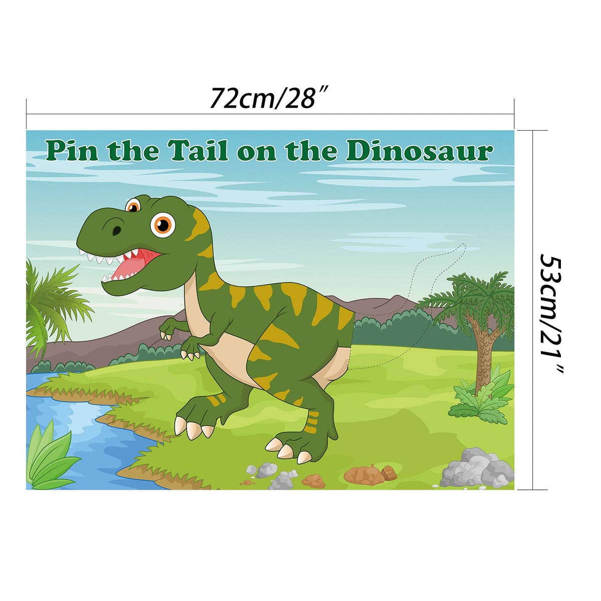 FEPITO Pin the Tail on the Dinosaur Game – 24 Tails Party Kit