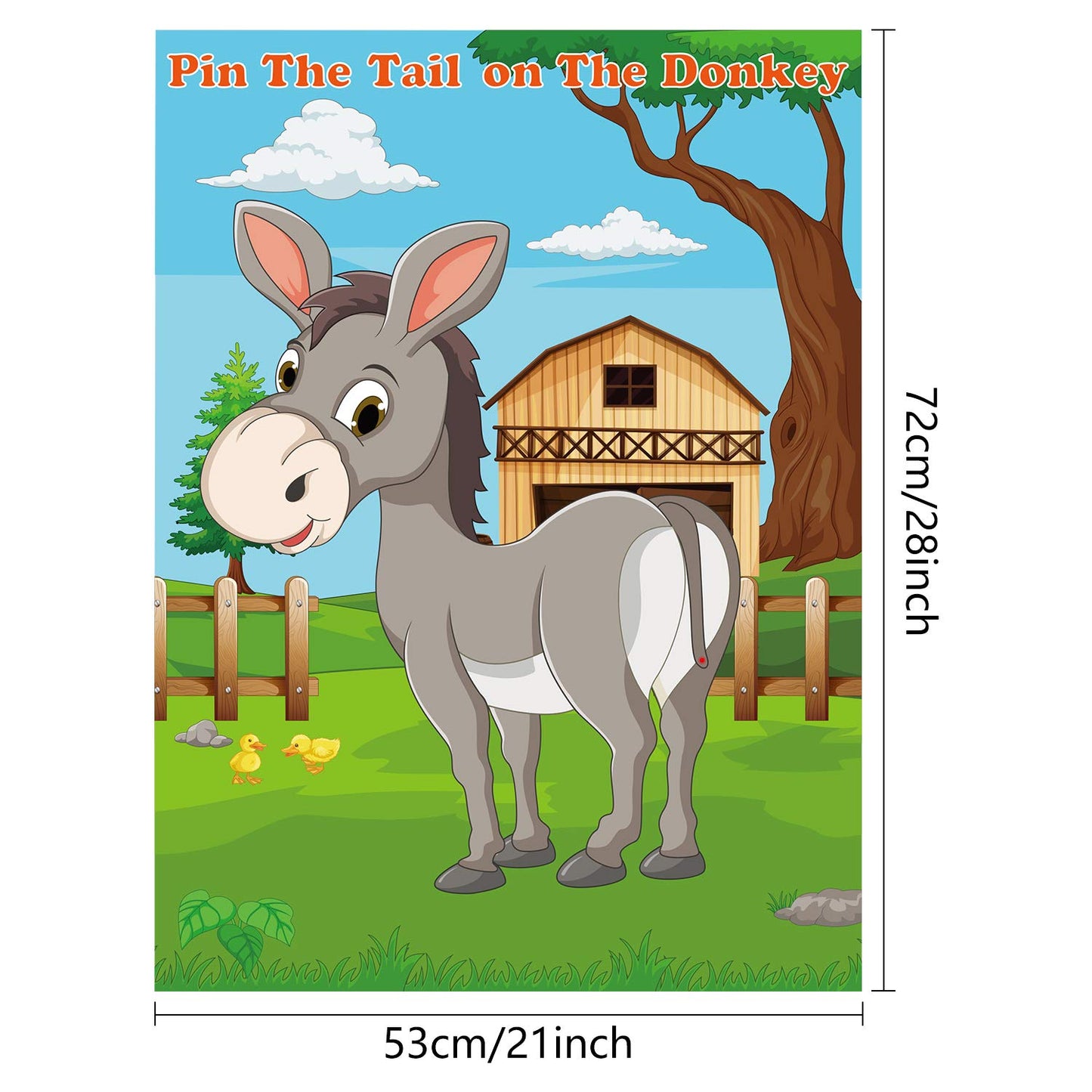 FEPITO Pin the Tail on the Donkey Party Game with 24 Tails – Kids Birthday Carnival Decor
