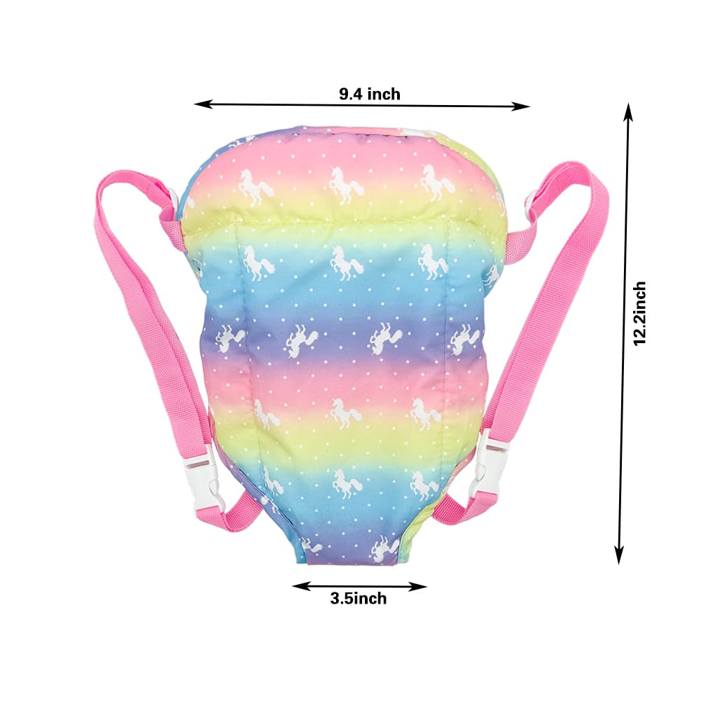 Ferberbears Rainbow Doll Carrier Backpack for 12–18 Inch Dolls | Front & Back Carry