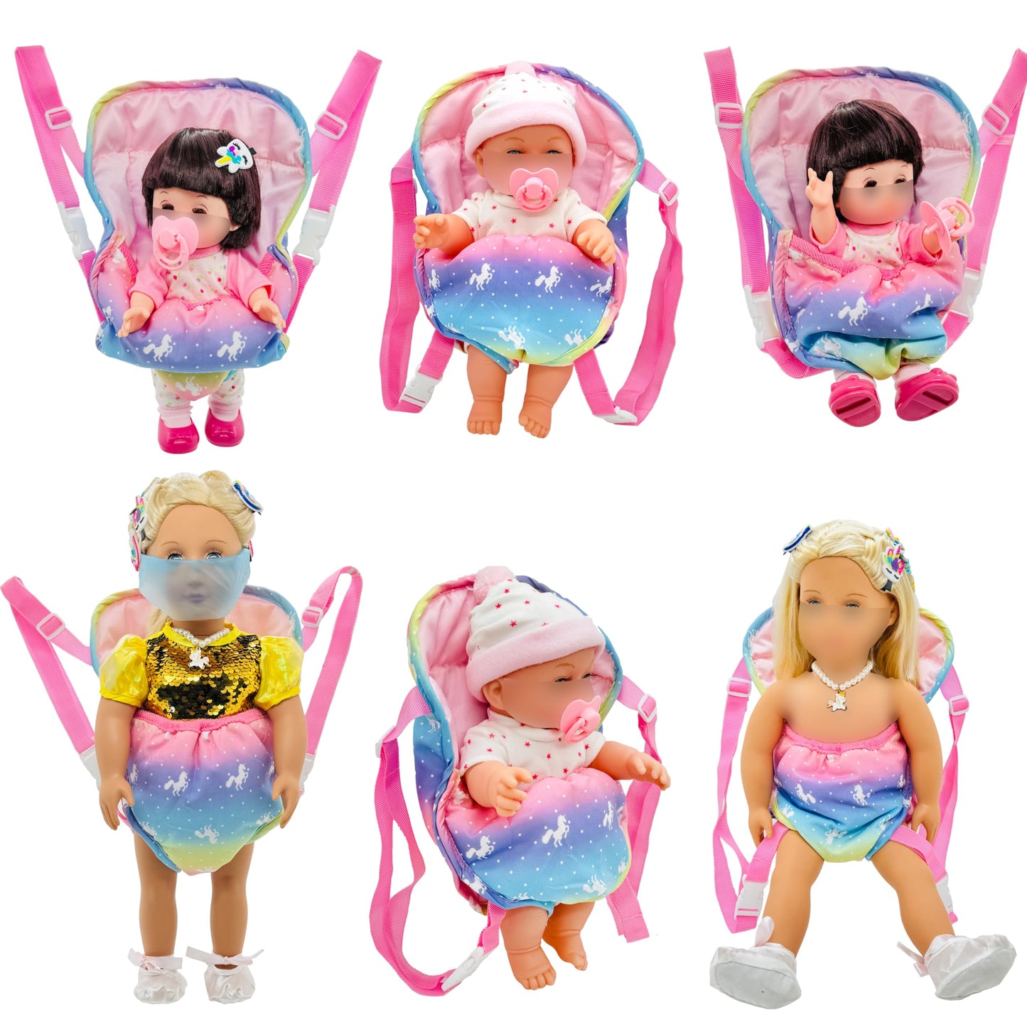 Ferberbears Rainbow Doll Carrier Backpack for 12–18 Inch Dolls | Front & Back Carry