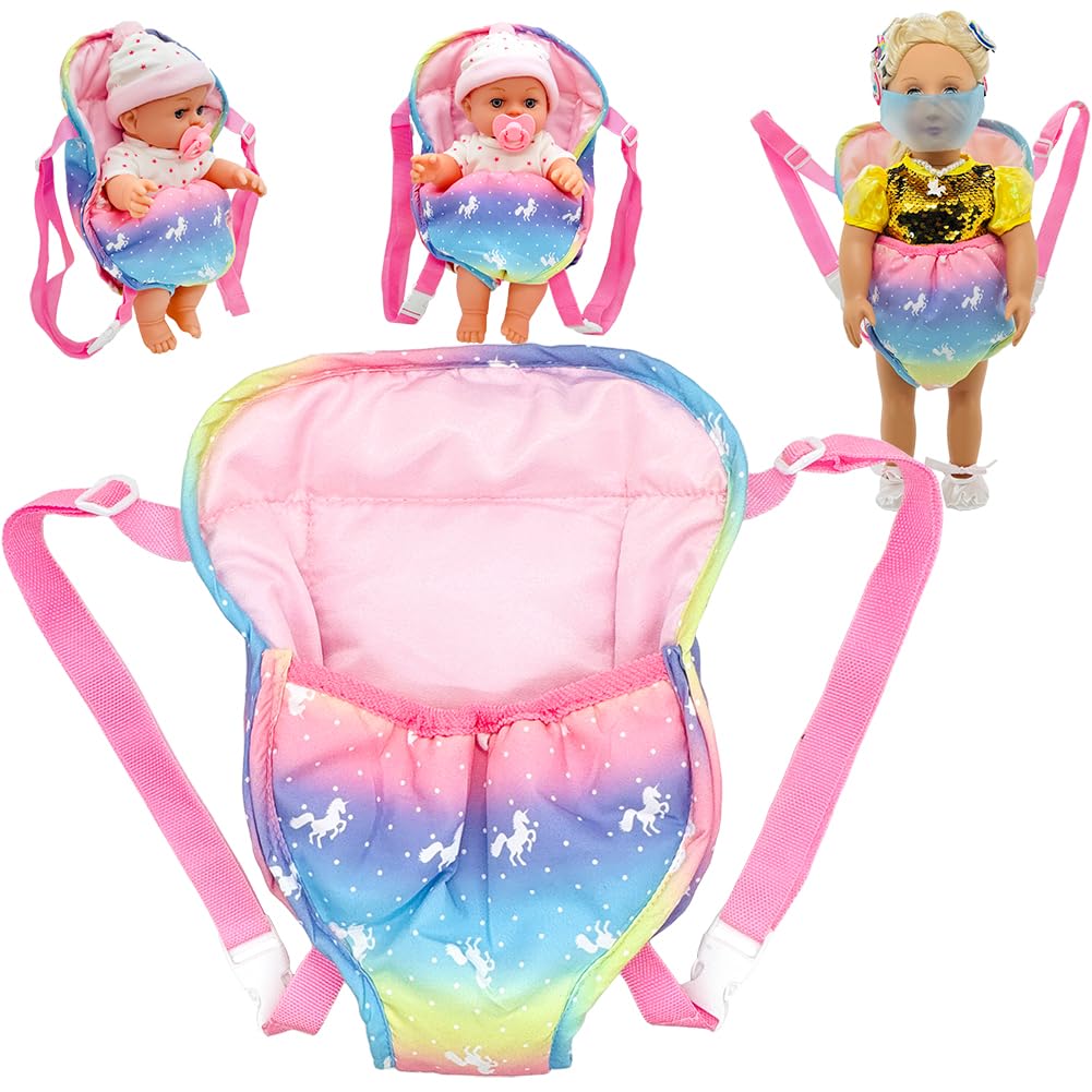 Ferberbears Rainbow Doll Carrier Backpack for 12–18 Inch Dolls | Front & Back Carry