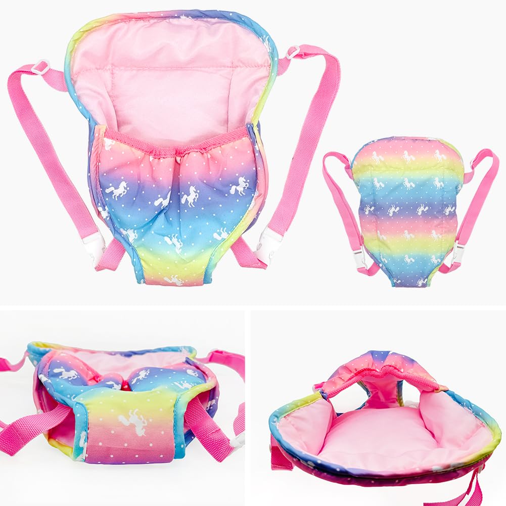 Ferberbears Rainbow Doll Carrier Backpack for 12–18 Inch Dolls | Front & Back Carry